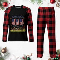 Funny America God Shed His Grace On Thee Plaid Pajama Set 4th Of July Christian American Flag - Wonder Print Shop