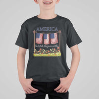 Funny America God Shed His Grace On Thee T Shirt For Kid 4th Of July Christian American Flag - Wonder Print Shop