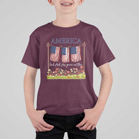 Funny America God Shed His Grace On Thee T Shirt For Kid 4th Of July Christian American Flag - Wonder Print Shop