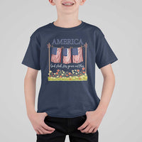 Funny America God Shed His Grace On Thee T Shirt For Kid 4th Of July Christian American Flag - Wonder Print Shop