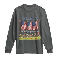 Funny America God Shed His Grace On Thee Long Sleeve Shirt 4th Of July Christian American Flag - Wonder Print Shop