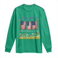 Funny America God Shed His Grace On Thee Long Sleeve Shirt 4th Of July Christian American Flag - Wonder Print Shop