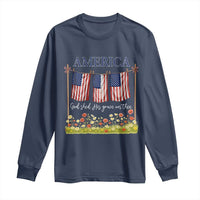 Funny America God Shed His Grace On Thee Long Sleeve Shirt 4th Of July Christian American Flag - Wonder Print Shop