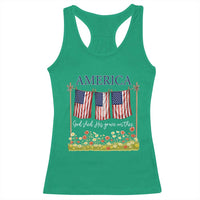 Funny America God Shed His Grace On Thee Racerback Tank Top 4th Of July Christian American Flag - Wonder Print Shop