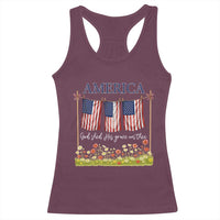 Funny America God Shed His Grace On Thee Racerback Tank Top 4th Of July Christian American Flag - Wonder Print Shop
