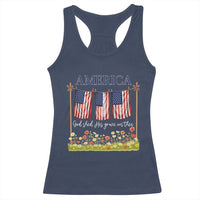 Funny America God Shed His Grace On Thee Racerback Tank Top 4th Of July Christian American Flag - Wonder Print Shop