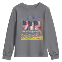 Funny America God Shed His Grace On Thee Youth Sweatshirt 4th Of July Christian American Flag - Wonder Print Shop