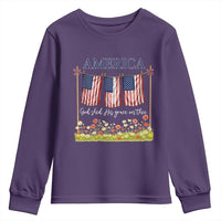 Funny America God Shed His Grace On Thee Youth Sweatshirt 4th Of July Christian American Flag - Wonder Print Shop