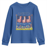 Funny America God Shed His Grace On Thee Youth Sweatshirt 4th Of July Christian American Flag - Wonder Print Shop