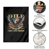 Funny 4th Of July DILF Damn I Love Freedom Garden Flag Bald Eagle American Flag - Wonder Print Shop