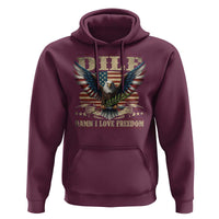 Funny 4th Of July DILF Damn I Love Freedom Hoodie Bald Eagle American Flag - Wonder Print Shop