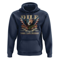 Funny 4th Of July DILF Damn I Love Freedom Hoodie Bald Eagle American Flag - Wonder Print Shop