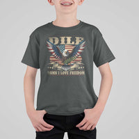 Funny 4th Of July DILF Damn I Love Freedom T Shirt For Kid Bald Eagle American Flag - Wonder Print Shop