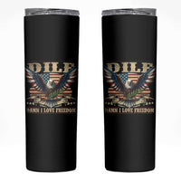 Funny 4th Of July DILF Damn I Love Freedom Skinny Tumbler Bald Eagle American Flag - Wonder Print Shop