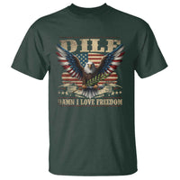 Funny 4th Of July DILF Damn I Love Freedom T Shirt Bald Eagle American Flag - Wonder Print Shop