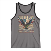 Funny 4th Of July DILF Damn I Love Freedom Tank Top Bald Eagle American Flag - Wonder Print Shop