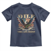 Funny 4th Of July DILF Damn I Love Freedom Toddler T Shirt Bald Eagle American Flag - Wonder Print Shop