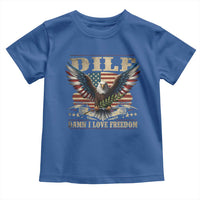 Funny 4th Of July DILF Damn I Love Freedom Toddler T Shirt Bald Eagle American Flag - Wonder Print Shop