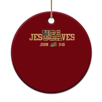 Funny Jesus Saves USA John 3 16 Ceramic Ornament Christian 4th Of July Bible Verse - Wonder Print Shop