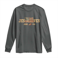 Funny Jesus Saves USA John 3 16 Long Sleeve Shirt Christian 4th Of July Bible Verse - Wonder Print Shop
