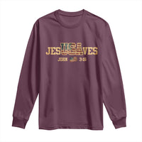 Funny Jesus Saves USA John 3 16 Long Sleeve Shirt Christian 4th Of July Bible Verse - Wonder Print Shop