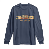 Funny Jesus Saves USA John 3 16 Long Sleeve Shirt Christian 4th Of July Bible Verse - Wonder Print Shop