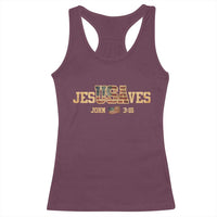 Funny Jesus Saves USA John 3 16 Racerback Tank Top Christian 4th Of July Bible Verse - Wonder Print Shop