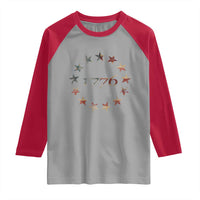13 Star Flag Betsy Ross Distressed American Flag 1776 USA Raglan Shirt 4th Of July - Wonder Print Shop