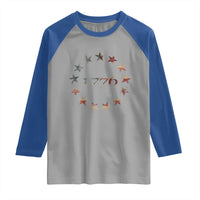 13 Star Flag Betsy Ross Distressed American Flag 1776 USA Raglan Shirt 4th Of July - Wonder Print Shop