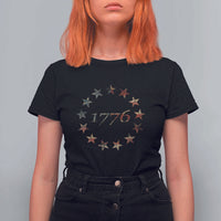 13 Star Flag Betsy Ross Distressed American Flag 1776 USA T Shirt For Women 4th Of July - Wonder Print Shop