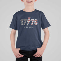 Patriotic 4th Of July 1776 America Classic Rock T Shirt For Kid Vintage American Flag