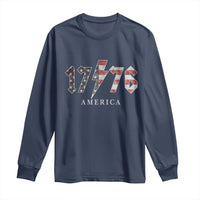 Patriotic 4th Of July 1776 America Classic Rock Long Sleeve Shirt Vintage American Flag