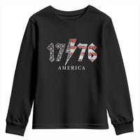 Patriotic 4th Of July 1776 America Classic Rock Youth Sweatshirt Vintage American Flag
