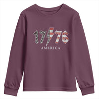 Patriotic 4th Of July 1776 America Classic Rock Youth Sweatshirt Vintage American Flag