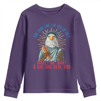 Funny You Look Like The 4th Of July Makes Me Want A Hot Dog Real Bad Youth Sweatshirt Eagle Statue Of Liberty - Wonder Print Shop