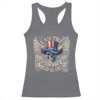 Funny 4th Of July Patriotic Skull Racerback Tank Top I Am The Rockets Red Glare EST 1776 - Wonder Print Shop