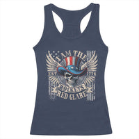 Funny 4th Of July Patriotic Skull Racerback Tank Top I Am The Rockets Red Glare EST 1776 - Wonder Print Shop