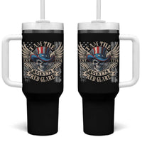 Funny 4th Of July Patriotic Skull Tumbler With Handle I Am The Rockets Red Glare EST 1776 - Wonder Print Shop