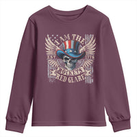Funny 4th Of July Patriotic Skull Youth Sweatshirt I Am The Rockets Red Glare EST 1776 - Wonder Print Shop