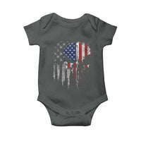 Funny 4th Of July Vintage American Flag Skull Skeleton Baby Onesie - Wonder Print Shop