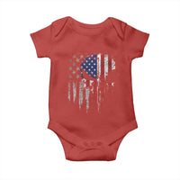Funny 4th Of July Vintage American Flag Skull Skeleton Baby Onesie - Wonder Print Shop