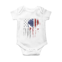 Funny 4th Of July Vintage American Flag Skull Skeleton Baby Onesie - Wonder Print Shop