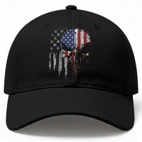 Funny 4th Of July Vintage American Flag Skull Skeleton Baseball Cap