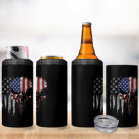 Funny 4th Of July Vintage American Flag Skull Skeleton 4 in 1 Can Cooler Tumbler - Wonder Print Shop