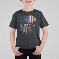 Funny 4th Of July Vintage American Flag Skull Skeleton T Shirt For Kid - Wonder Print Shop