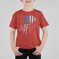 Funny 4th Of July Vintage American Flag Skull Skeleton T Shirt For Kid - Wonder Print Shop