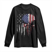 Funny 4th Of July Vintage American Flag Skull Skeleton Long Sleeve Shirt - Wonder Print Shop