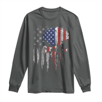 Funny 4th Of July Vintage American Flag Skull Skeleton Long Sleeve Shirt - Wonder Print Shop
