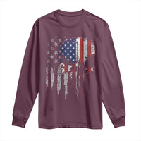 Funny 4th Of July Vintage American Flag Skull Skeleton Long Sleeve Shirt - Wonder Print Shop