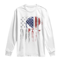 Funny 4th Of July Vintage American Flag Skull Skeleton Long Sleeve Shirt - Wonder Print Shop